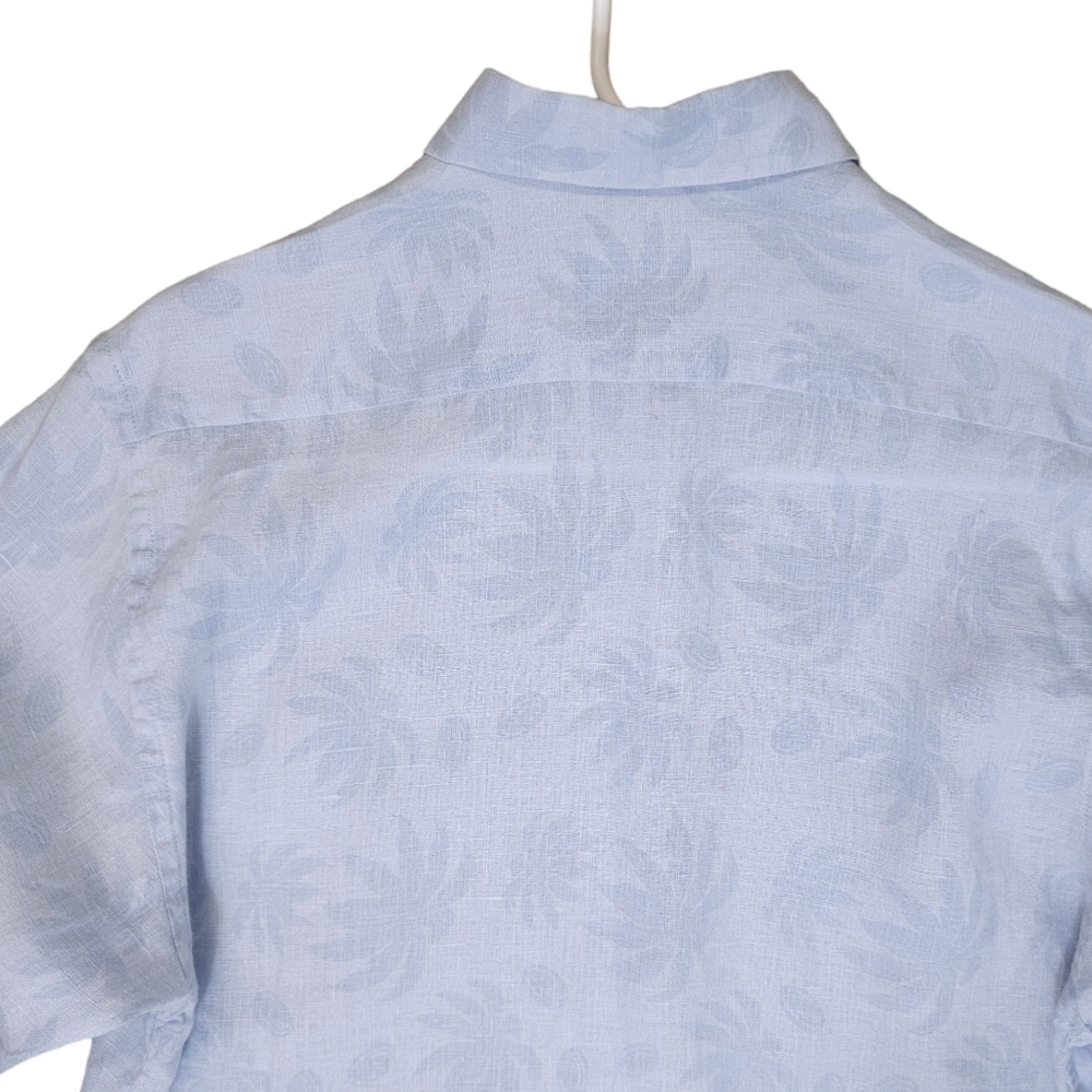 Lorenzini Blue Linen Button Fown Shirt - Picture 5 of 8